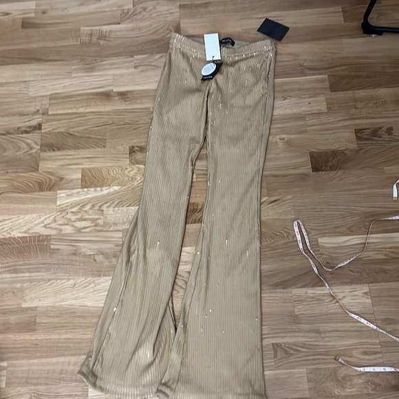 SET NWT RETROFETE Julien Sequin Knit Pant and Vaani Bra set in nude - Picture 11 of 16